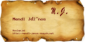 Mendl János névjegykártya